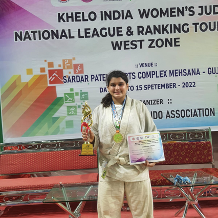 Friya JIJINA, SYBVoc Student won Gold in Khelo India Women's Judo National League & Ranking Tournament West Zone