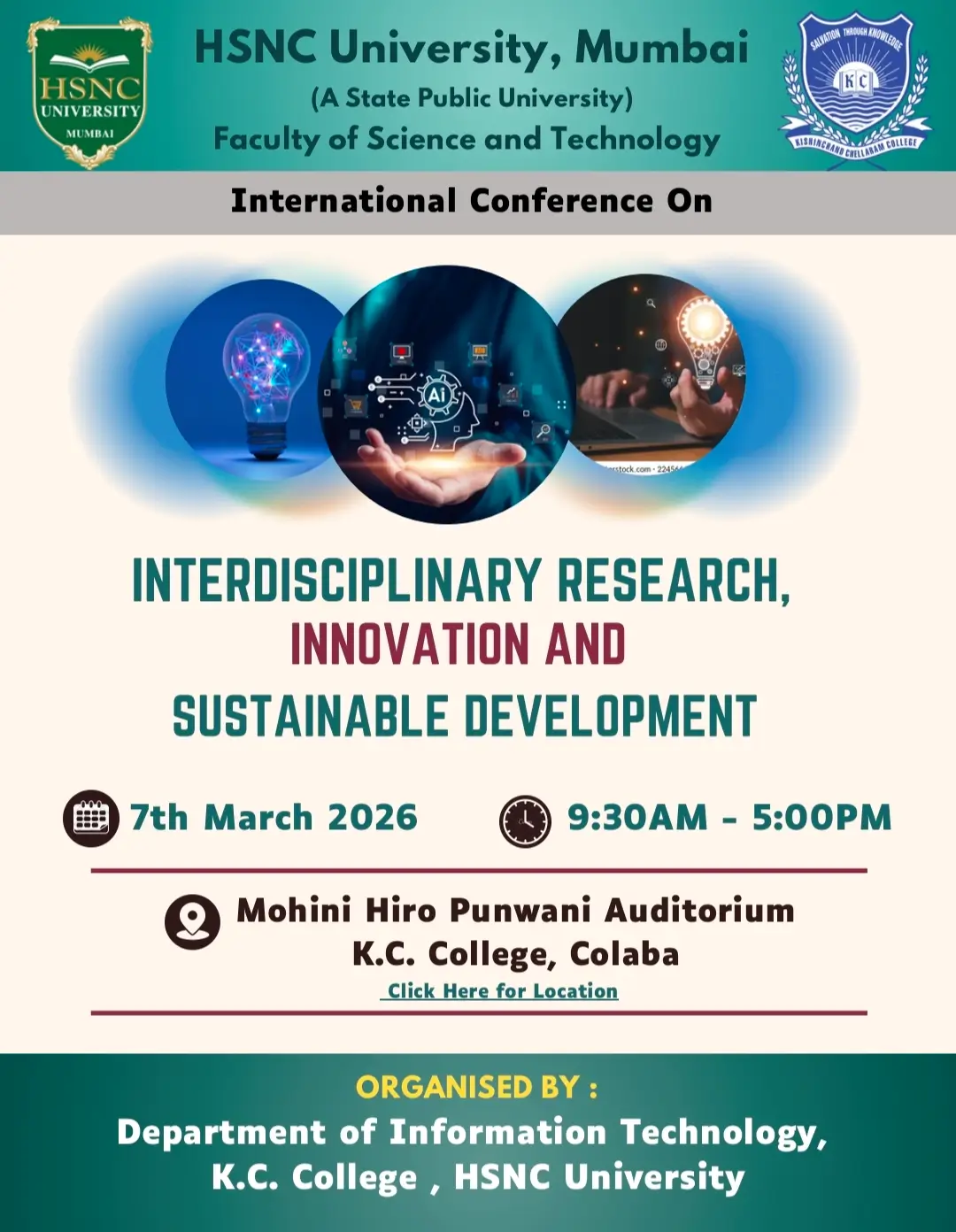 International Conference IRISD’26 on 7th March organised by Department of IT
